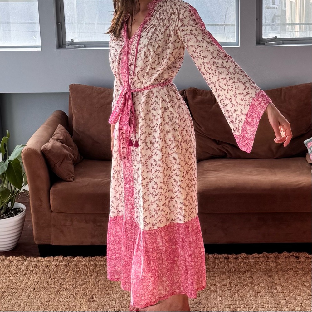 NWT D’Ascoli Serenity Maxi Dress, Made in India, Fuchsia, Cotton Gauze, Medium